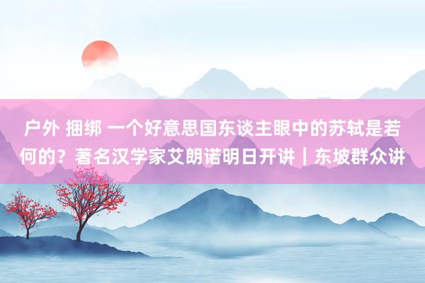 户外 捆绑 一个好意思国东谈主眼中的苏轼是若何的？著名汉学家艾朗诺明日开讲｜东坡群众讲