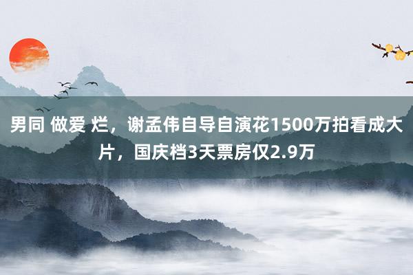 男同 做爱 烂，谢孟伟自导自演花1500万拍看成大片，国庆档3天票房仅2.9万