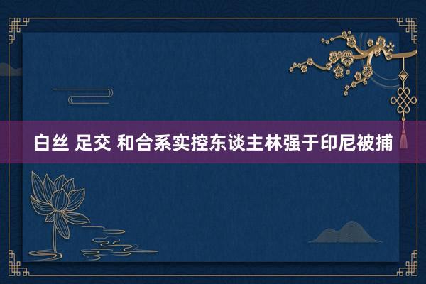 白丝 足交 和合系实控东谈主林强于印尼被捕