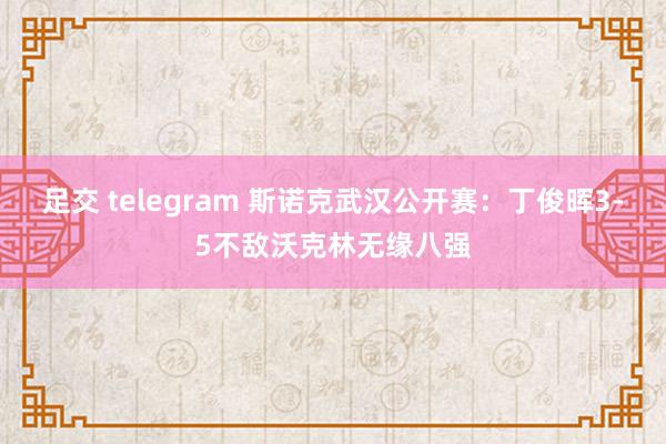 足交 telegram 斯诺克武汉公开赛：丁俊晖3-5不敌沃克林无缘八强