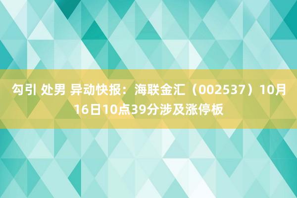 勾引 处男 异动快报：海联金汇（002537）10月16日10点39分涉及涨停板