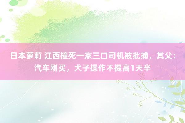 日本萝莉 江西撞死一家三口司机被批捕，其父：汽车刚买，犬子操作不提高1天半