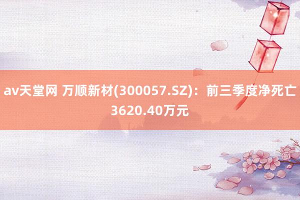 av天堂网 万顺新材(300057.SZ)：前三季度净死亡3620.40万元