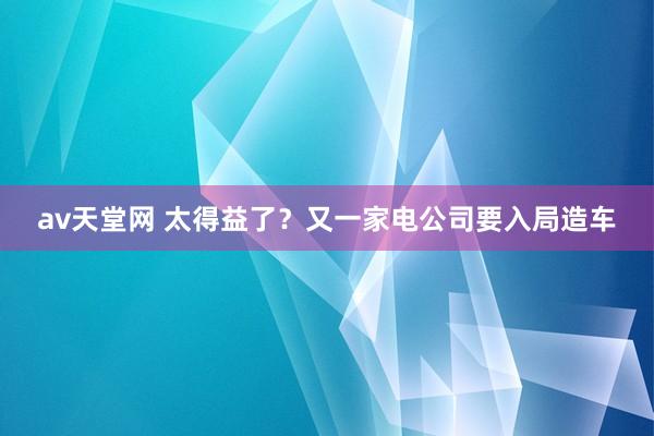 av天堂网 太得益了？又一家电公司要入局造车