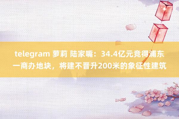 telegram 萝莉 陆家嘴：34.4亿元竞得浦东一商办地块，将建不晋升200米的象征性建筑