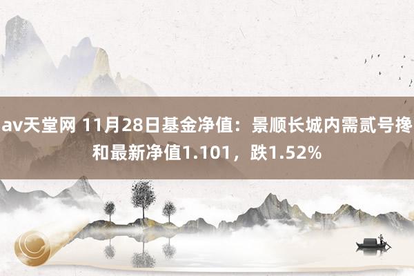 av天堂网 11月28日基金净值：景顺长城内需贰号搀和最新净值1.101，跌1.52%