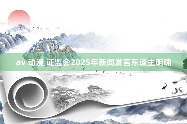 av 动漫 证监会2025年新闻发言东谈主明确