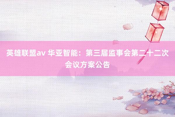 英雄联盟av 华亚智能：第三届监事会第二十二次会议方案公告