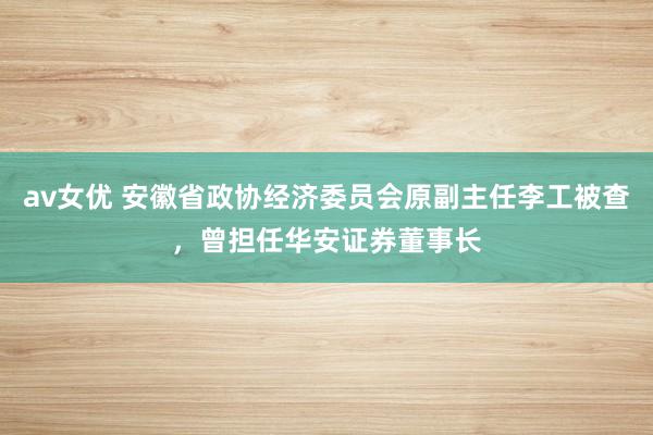 av女优 安徽省政协经济委员会原副主任李工被查，曾担任华安证券董事长