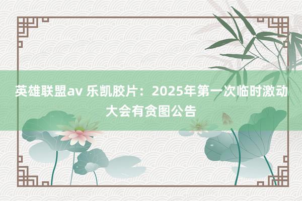 英雄联盟av 乐凯胶片：2025年第一次临时激动大会有贪图公告