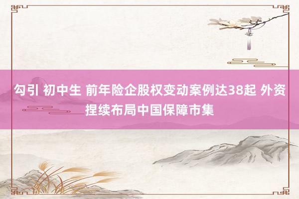 勾引 初中生 前年险企股权变动案例达38起 外资捏续布局中国保障市集