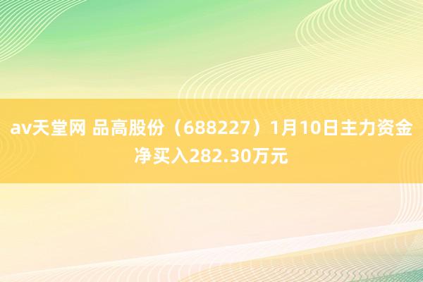 av天堂网 品高股份（688227）1月10日主力资金净买入282.30万元