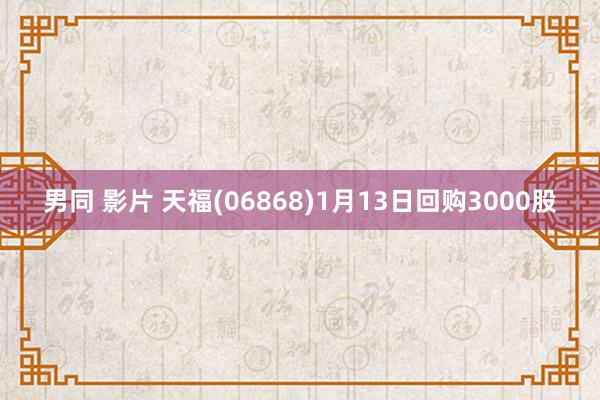 男同 影片 天福(06868)1月13日回购3000股