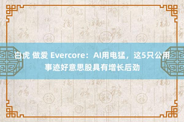 白虎 做爱 Evercore：AI用电猛，这5只公用事迹好意思股具有增长后劲